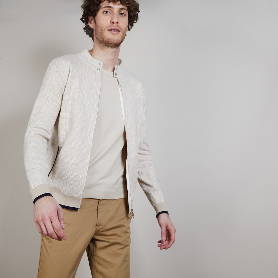 Veste en coton zippé avec poches - Doha 6844- 02 Blanc
