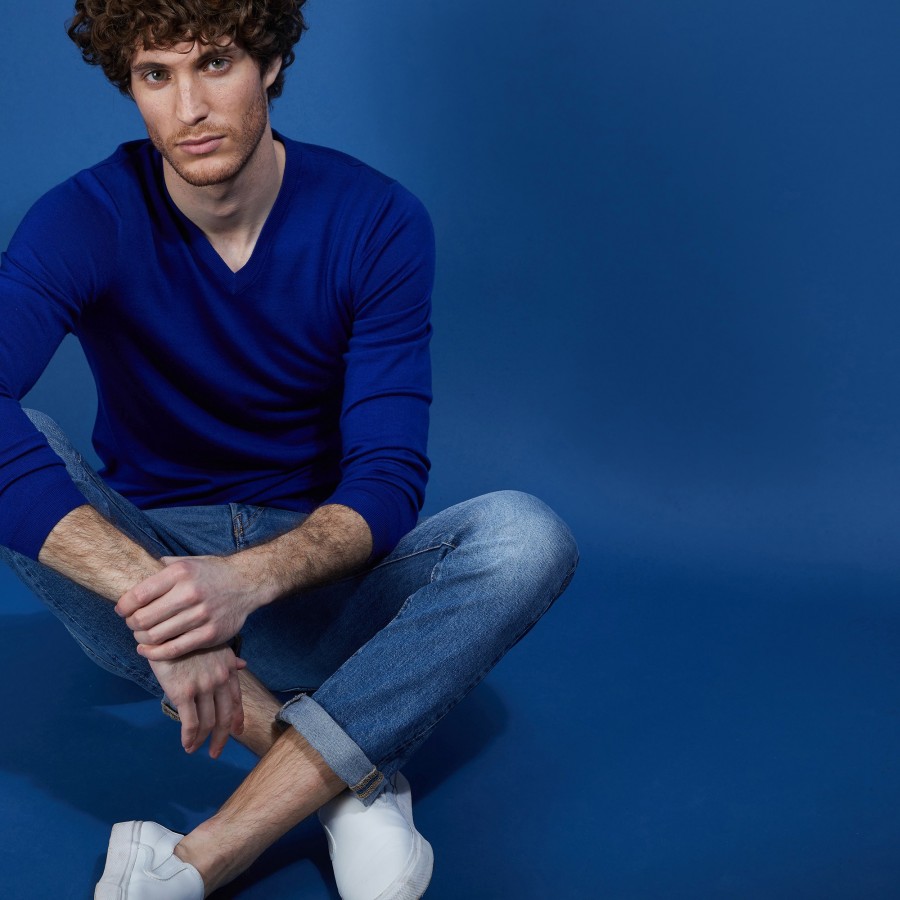 Merino wool V-neck sweater - Elmo