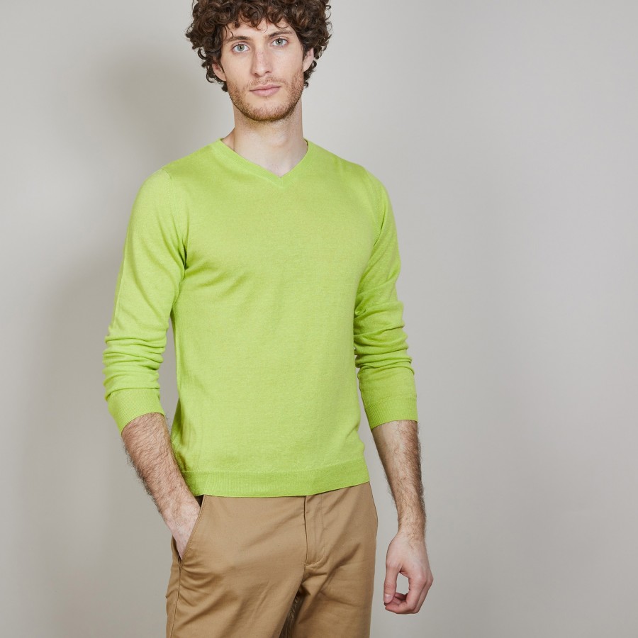 V-neck sweater in cashmere and linen - Banderas