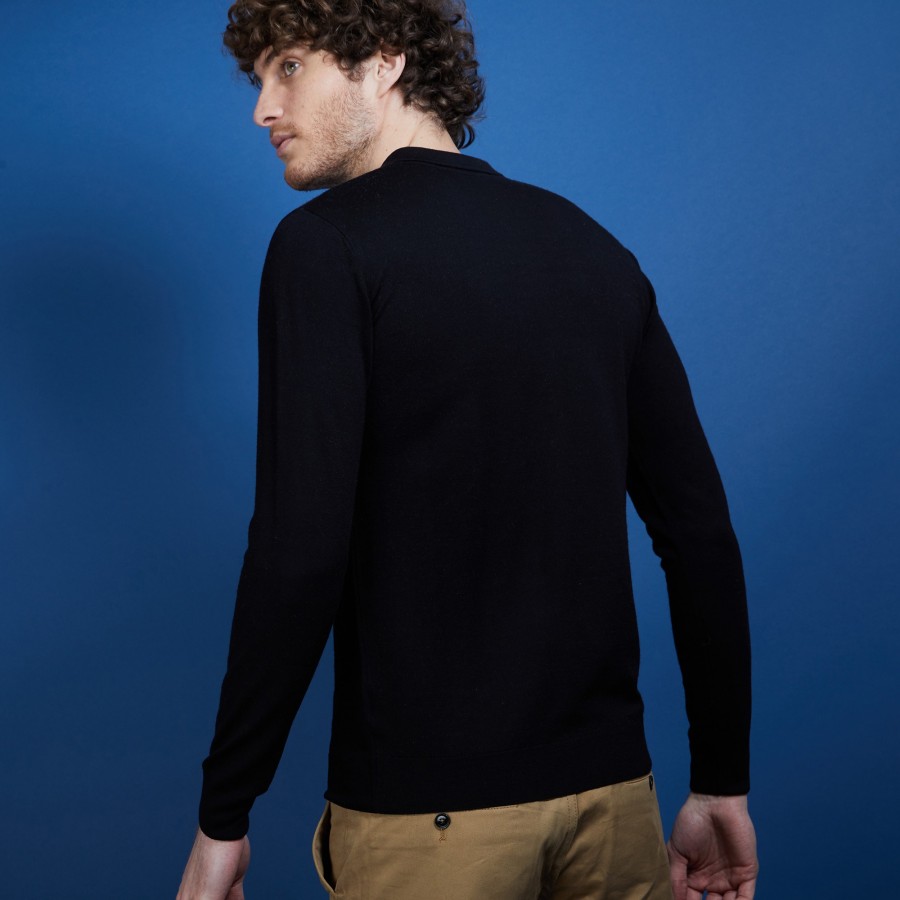 Pull col polo en laine mérinos - Eni