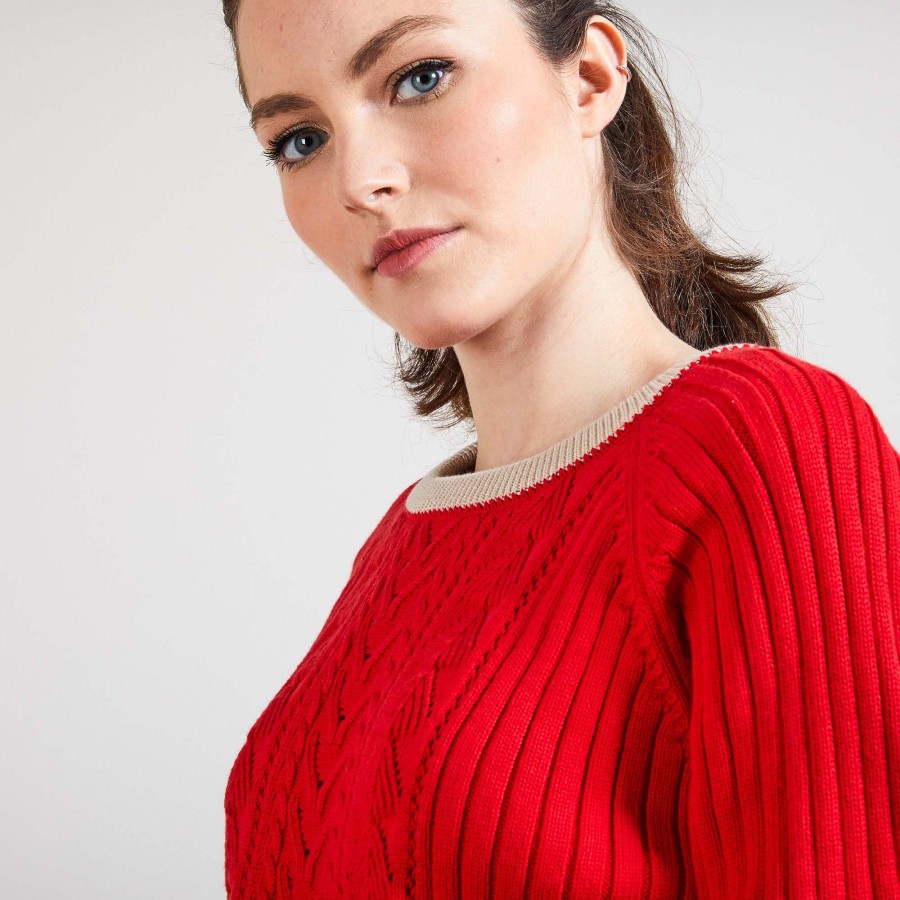 Pull en coton bio - Alice 6991 PAVOT- 52Rouge