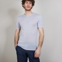 T-shirt col V en lin flammé - Bobélia 6811 gris clair - 11 Gris clair
