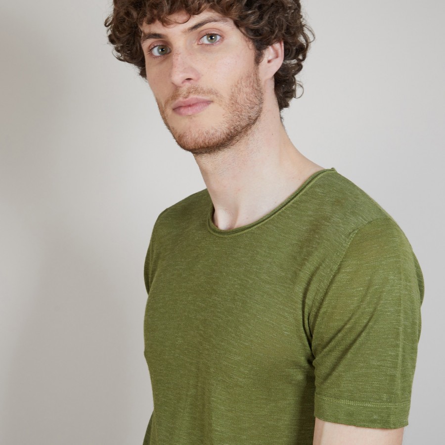 T-shirt col rond en lin flammé - Renaud