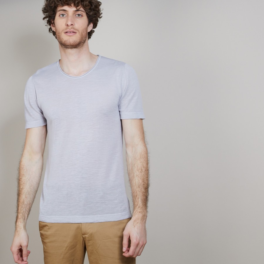 T-shirt col rond en lin flammé - Boséa 6811 gris clair - 11 Gris clair