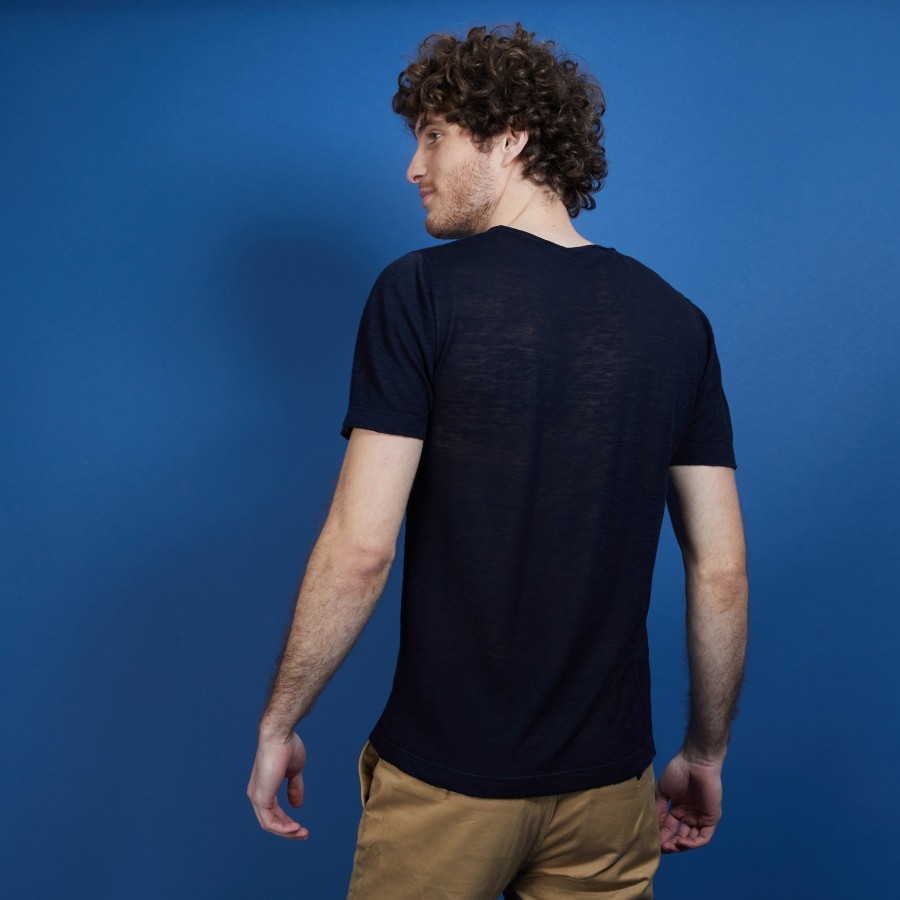 T-shirt col rond en lin flammé - Renaud