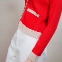 Gilet en coton bio - Alexia 6992 pavot/beige - 52 Rouge