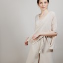 T-shirt oversize en lin flammé - Batalya 6801 BEIGE-12 BEIGE CLAIR