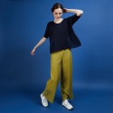 T-shirt oversize en lin flammé - Batalya 6840 MARINE-05 BLEU MARINE