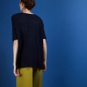 T-shirt oversize en lin flammé - Batalya 6840 MARINE-05 BLEU MARINE