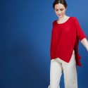 T-shirt oversize en lin flammé - Batalya 6880 PAVOT -52 ROUGE