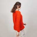 Pull col V en soie laine coton - Bulle 6883 flamine - 15 Orange