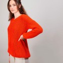 Pull col V en soie laine coton - Bulle 6883 flamine - 15 Orange