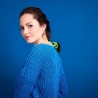Pull col V en soie laine coton - Bulle 6843 azur - 06 Bleu moyen