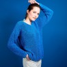 Pull col V en soie laine coton - Bulle 6843 azur - 06 Bleu moyen
