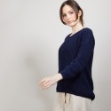 Pull col V en soie laine coton - Bulle 6840 marine - 05 Bleu marine