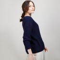 Pull col V en soie laine coton - Bulle 6840 marine - 05 Bleu marine