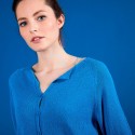 Cardigan femme en viscose crepe - Boubou 6843 azur - 49 Turquoise