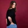 T-shirt en lin manches coudes - Bonbon 6810 noir - 01 Noir