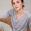 T-shirt en lin manches coudes - Bonbon 6811 gris clair - 11 Gris clair