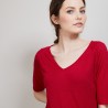 T-shirt en lin manches coudes - Bonbon 6881 grenade - 51 Bordeaux