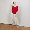 T-shirt en lin manches coudes - Bonbon 6880 pavot - 52 Rouge