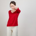 T-shirt en lin manches coudes - Bonbon 6880 pavot - 52 Rouge
