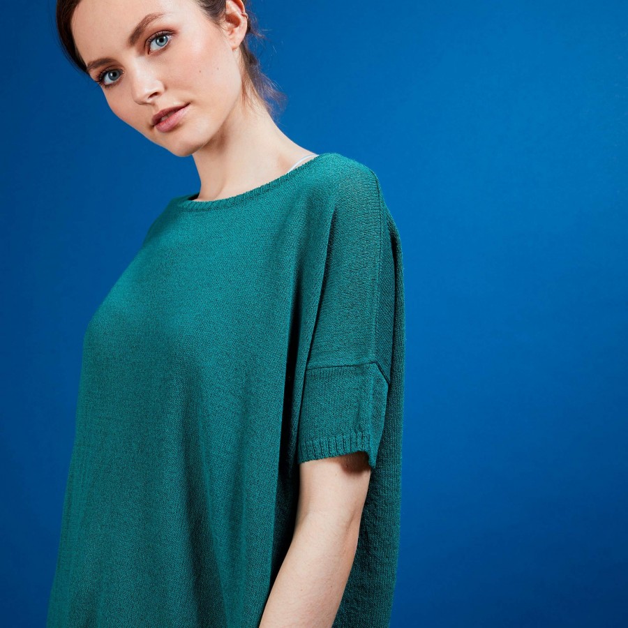 T-shirt col rond en viscose crepe - Bibiche 6852 meleze - 21 Vert foncé