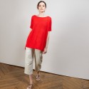 T-shirt col rond en viscose crepe - Bibiche 6880 pavot - 52 Rouge