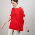 T-shirt col rond en viscose crepe - Bibiche 6880 pavot - 52 Rouge