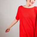 T-shirt col rond en viscose crepe - Bibiche 6880 pavot - 52 Rouge