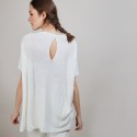 T-shirt col rond en viscose crepe - Bibiche 6800 blanc - 82 Ecru