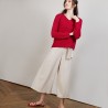Pull col V en soie coton et laine - Blovis 6881 grenade - 26 Rose foncé