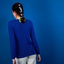 Pull col rond en soie coton et laine - Benji 6941 altitude/azur - 03 Bleu foncé