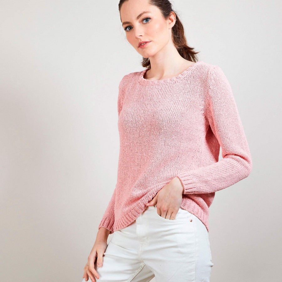 Cotton and wool silk round neck sweater - Benji