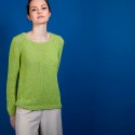 Pull col rond en soie coton et laine - Benji 6852 pollen - 90 Vert anis