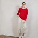 Pull col rond en soie coton et laine - Benji 6880 pavot - 52 Rouge