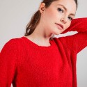 Pull col rond en soie coton et laine - Benji 6880 pavot - 52 Rouge