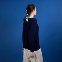 Pull col rond en soie coton et laine - Benji 6840 marine - 05 Bleu marine