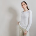 Pull col rond en soie coton et laine - Benji 6800 blanc - 82 Ecru