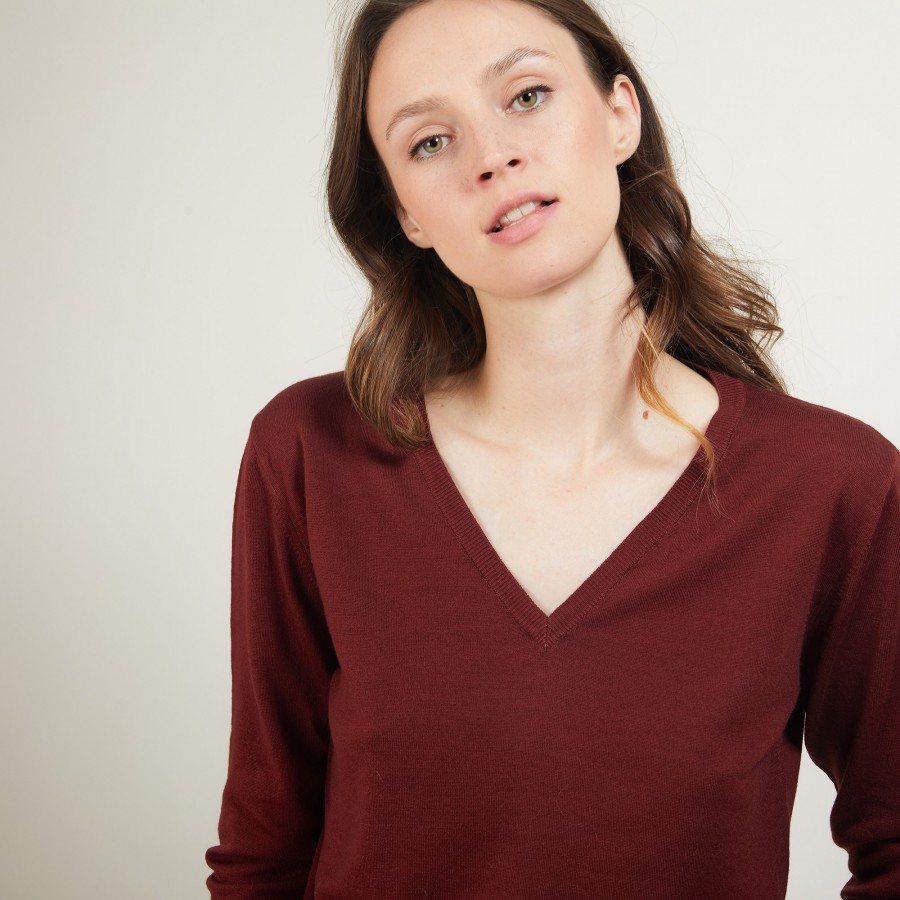 Pull col V en laine mérinos - Arya