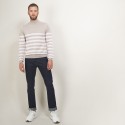 Pull rayé col montant en laine - Lazar 7107 dune/opale - 13 Beige moyen