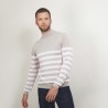 Pull rayé col montant en laine - Lazar 7107 dune/opale - 13 Beige moyen