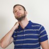 Polo rayé manches courtes en laine - Lary 7119 fregate/ombre/vapeur/marine - 48 Bleu roi