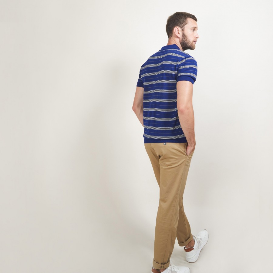 Short-sleeved striped wool polo shirt - Lary