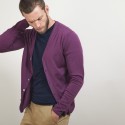 Gilet boutonné en laine - Brad 7085 Damas - 18 Violet foncé