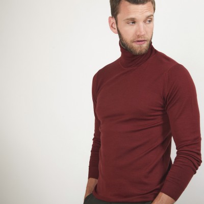 Wool turtleneck sweater - Berry