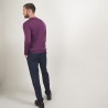 Pull col V en laine - Badyss 7085 damas - 18 Violet foncé