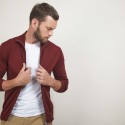 Gilet zippé en laine - Bastian 7082 grenat - 51 Bordeaux