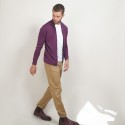 Gilet zippé en laine - Bastian 7085 damas - 18 Violet foncé
