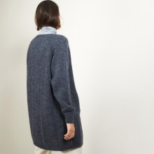 Long gilet 2 poches en mohair - Gaya 7011 ombre - 10 Gris foncé